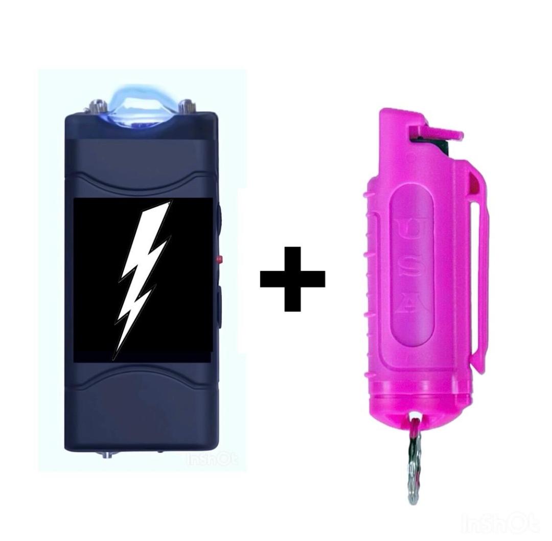RECHARGEABLE ELECTRIC STUNNER AND .5 OZ SAFETY SRAY