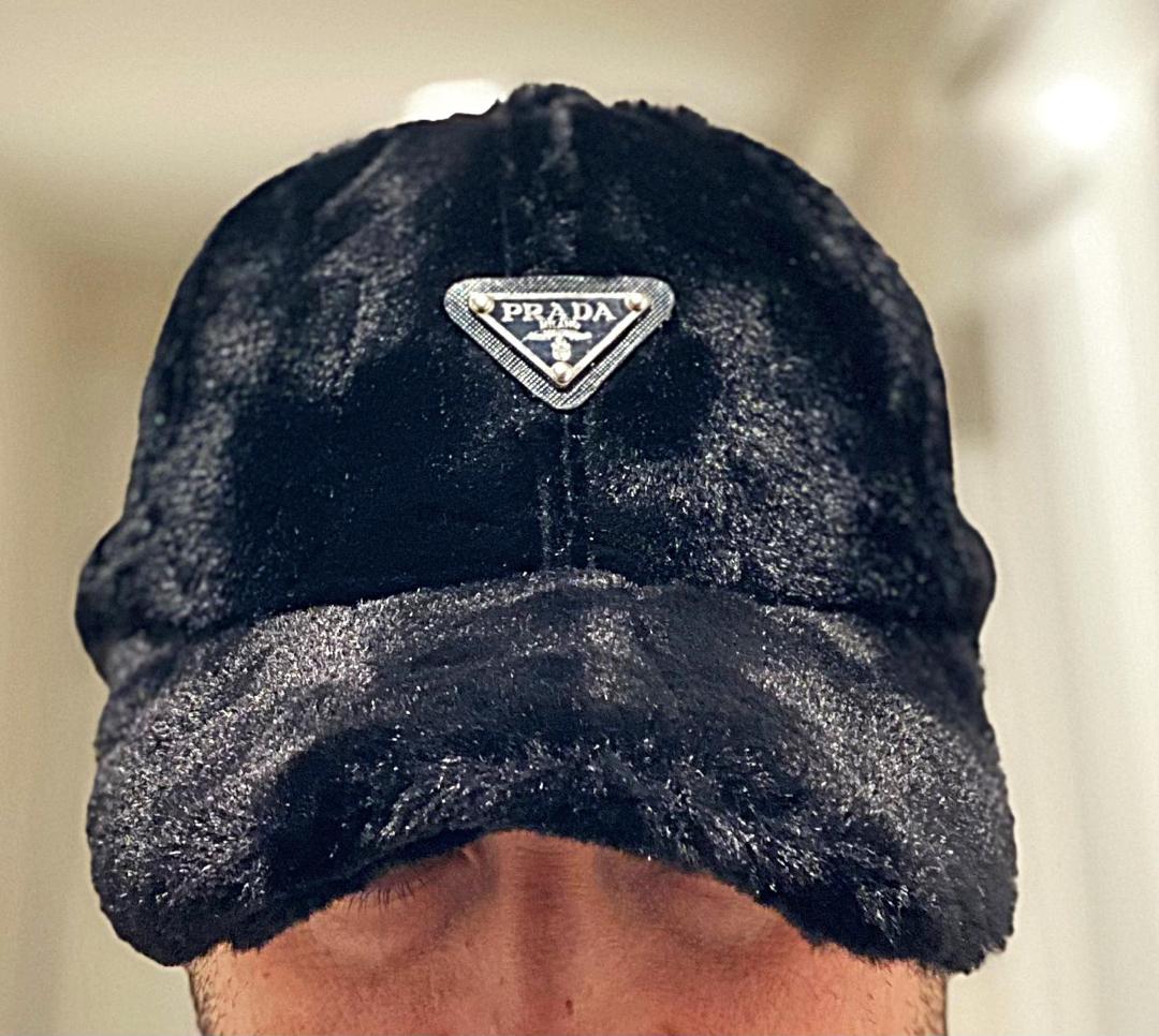 BLACK FAUX FUR UNISEX ADJUSTABLE BASEBALL CAP