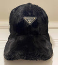 BLACK FAUX FUR UNISEX ADJUSTABLE BASEBALL CAP