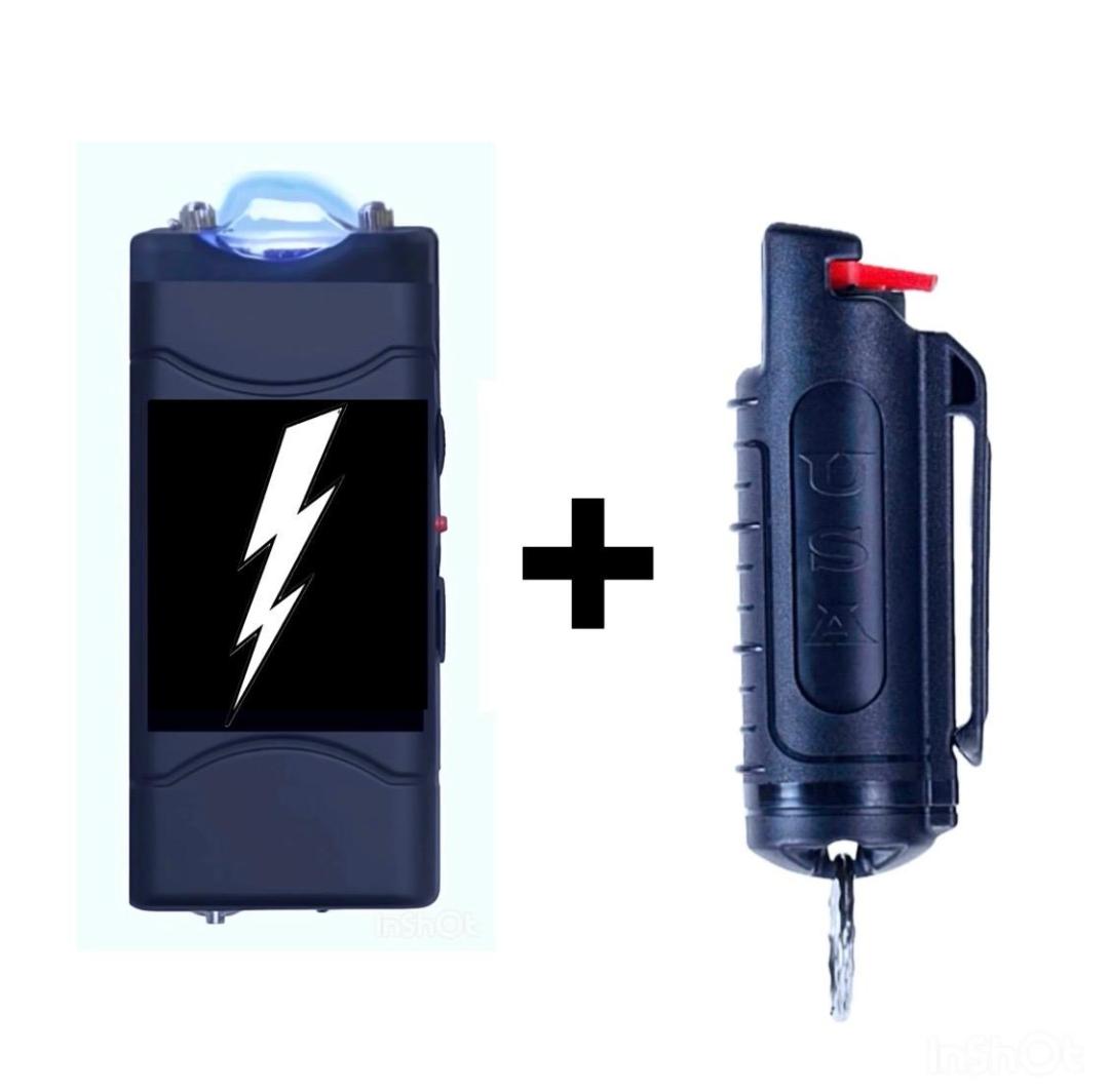RECHARGEABLE ELECTRIC STUNNER AND .5 OZ SAFETY SRAY