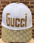 WHITE AND BROWN UNISEX ADJUSTABLE BASEBALL CAP